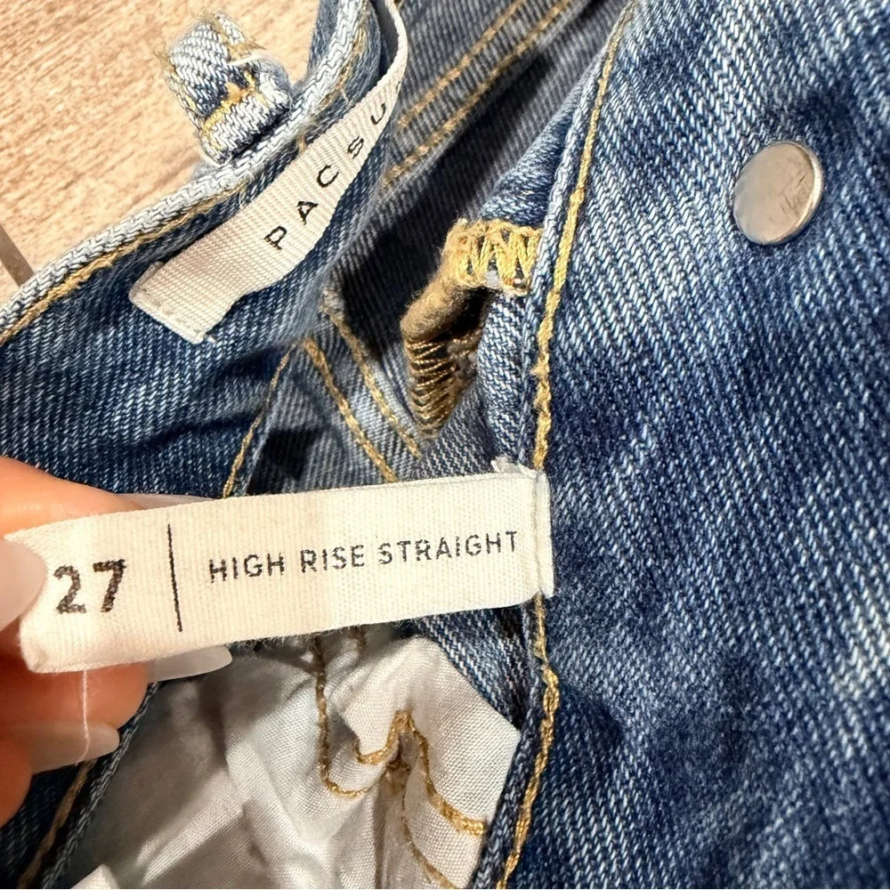 PacSun | High Rise Button Fly Straight Distressed Jeans - Picture 5 of 6